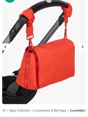 Convertible Kids diaper bag and Stroller caddy - Red